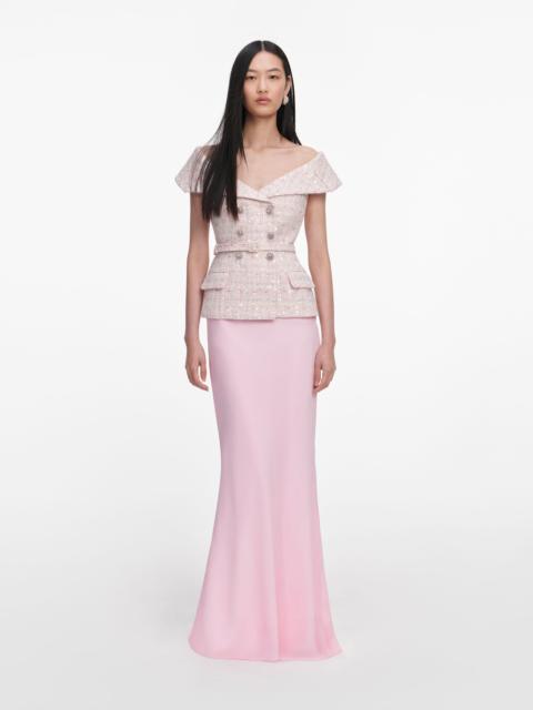 Pink Sequin Boucle Maxi Dress