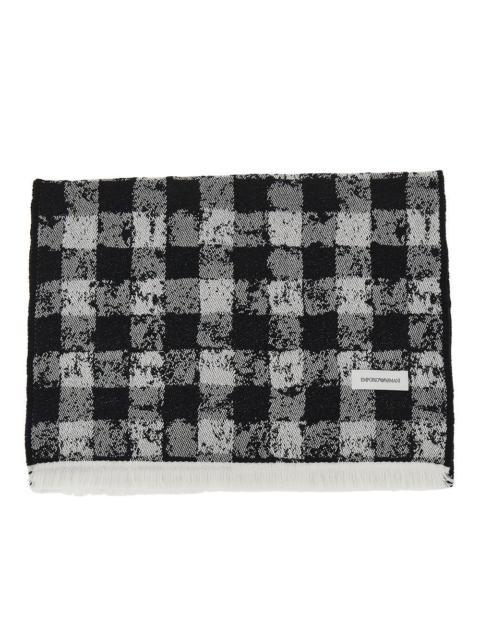 EMPORIO ARMANI KNITTED SCARF WITH CHECK MOTIF