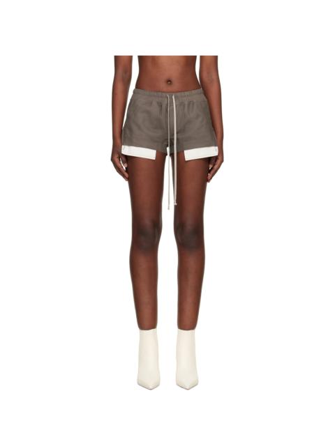 Rick Owens Taupe Fog Boxer Leather Shorts
