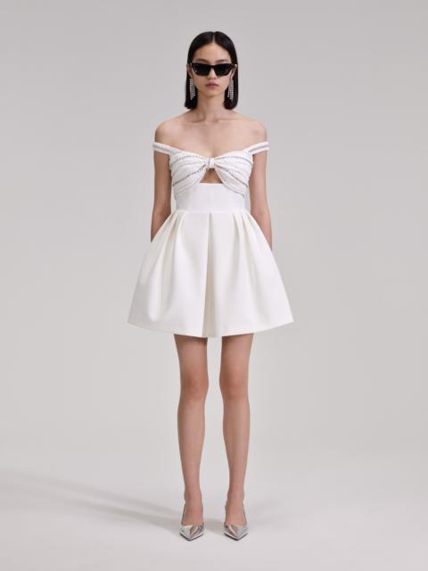 White Diamante Bust Mini Dress