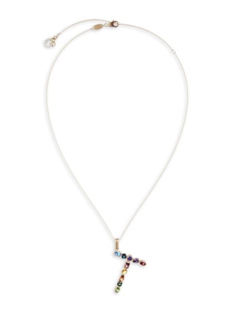 Dolce & Gabbana Women's Rainbow Alphabet 18K Gold & Gemstone Initial Pendant Necklace - T