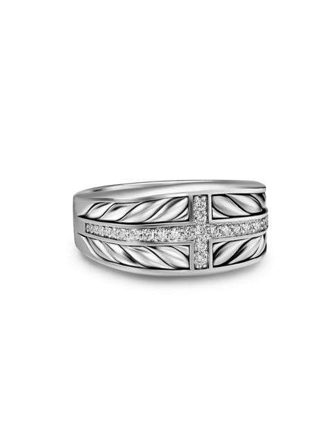 DAVID YURMAN Men's Chevron Three Sided Signet Ring in Sterling Silver - Diamond