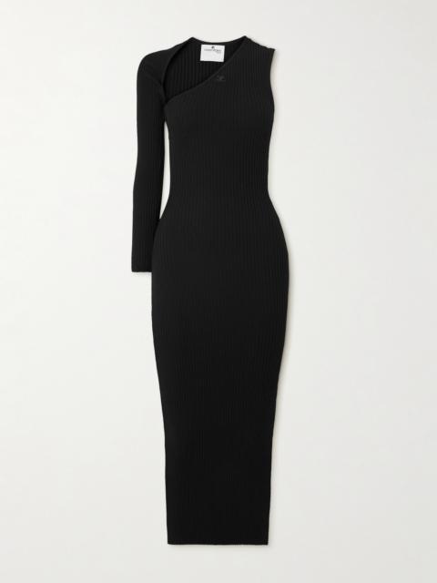 courrèges One-sleeve Ribbed-knit Maxi Dress