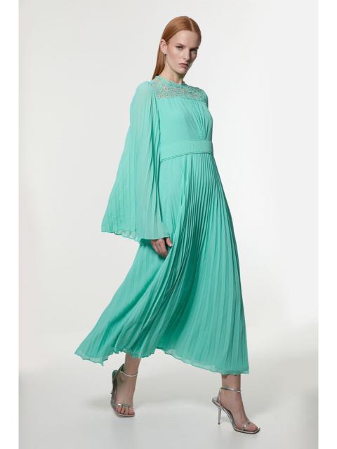 KAREN MILLEN Soft Pleated Woven Kimono Sleeve Maxi Dress