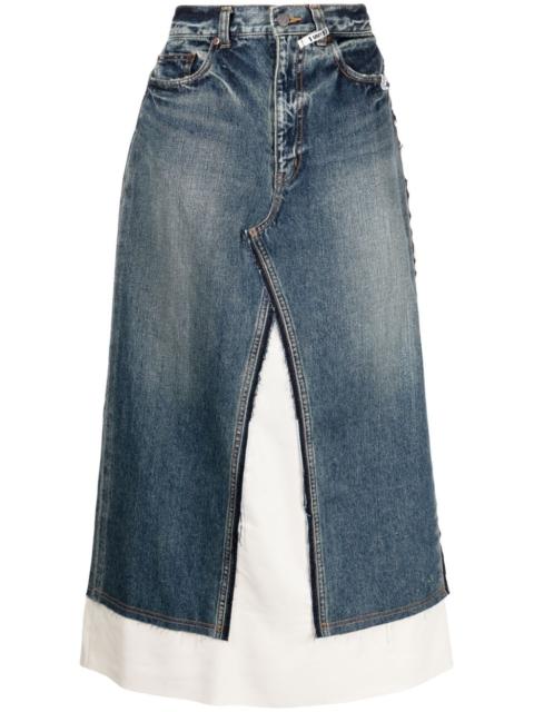 Maison MIHARAYASUHIRO layered denim flared skirt