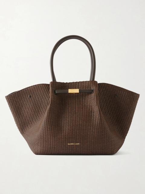 DeMellier The New York Large Leather-trimmed Raffia Tote