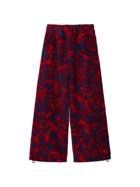 rose-print fleece trousers