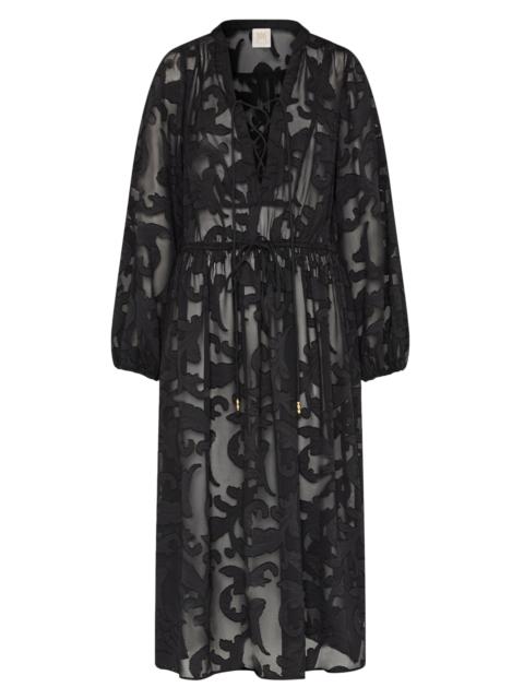 MILLY Women's Scroll Burnout Tie-Waist Maxi-Dress - Black