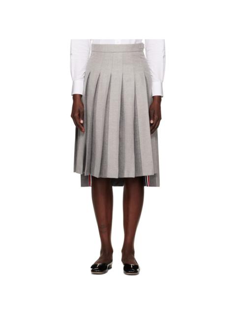 Thom Browne Gray Wool Flannel 2003 Classic Pleated Midi Skirt