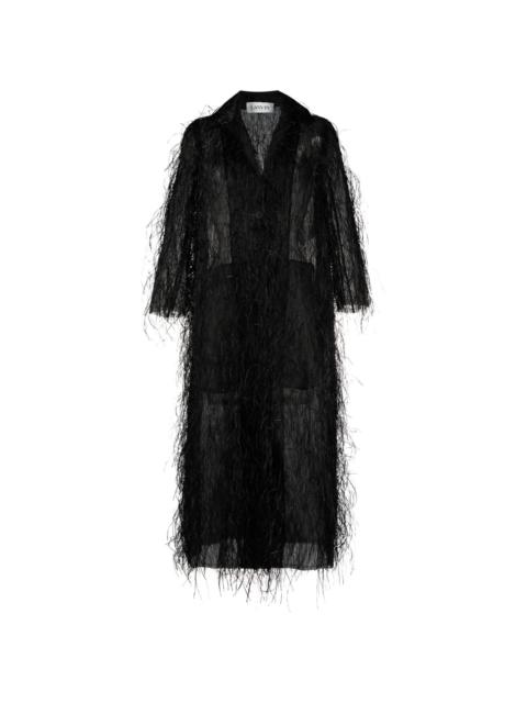 Lanvin fringed silk-blend coat