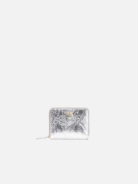 PINKO PINKO GALLERIA SQUARE ZIP-AROUND WALLET IN PUNCHED REPTILE SKIN