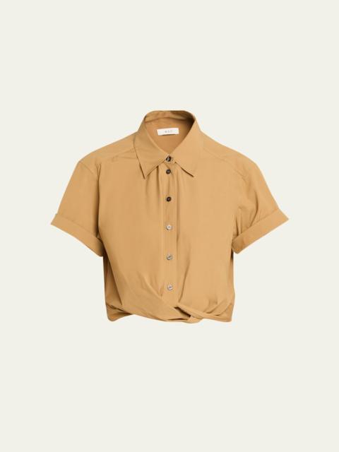A.L.C. Lily Cropped Twist-Front Poplin Shirt