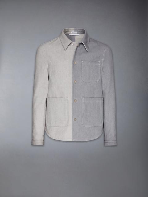Thom Browne Funmix Washed Denim Contrast Topstitching Utility Patch Pocket Jacket