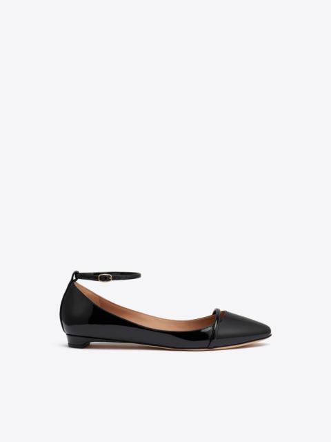 MALONE SOULIERS Mary Black Patent Flat Pumps