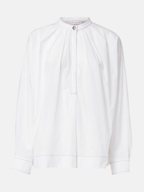 Pleated cotton poplin shirt