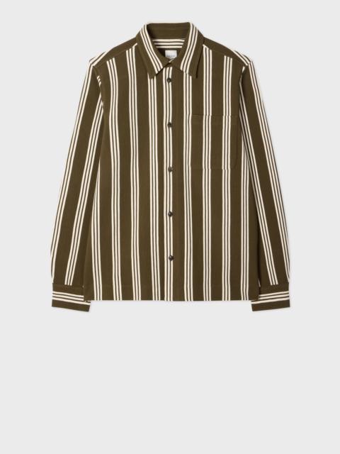Paul Smith Khaki Cotton-Blend Jersey Stripe Shirt
