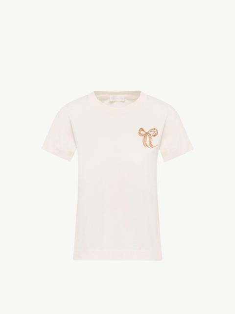 Moncler Embroidered Bow Cotton T-Shirt