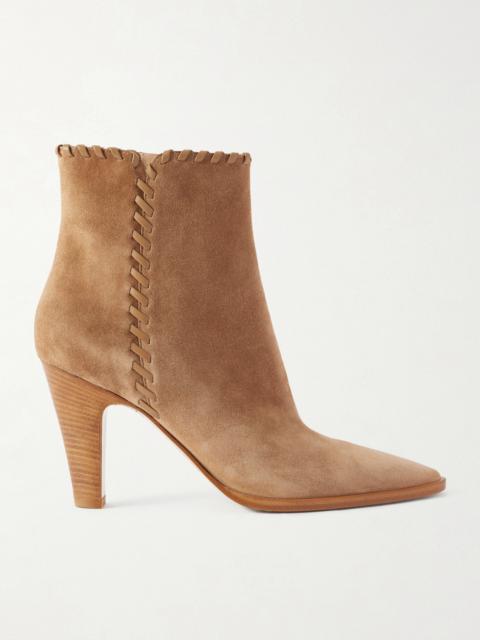 Gianvito Rossi Whipstitched Leather-trimmed Suede Ankle Boots