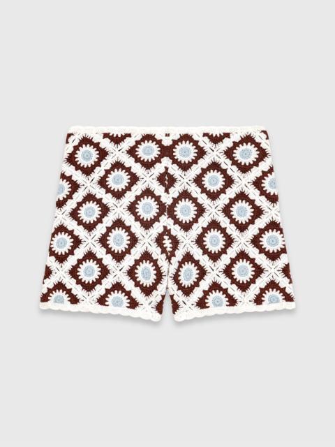 maje Floral-patterned crochet shorts