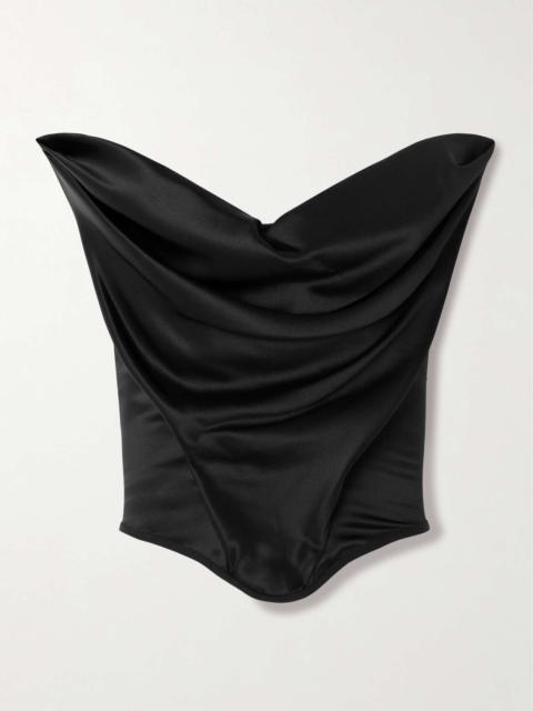MAGDA BUTRYM Stretch-silk satin bustier top Black