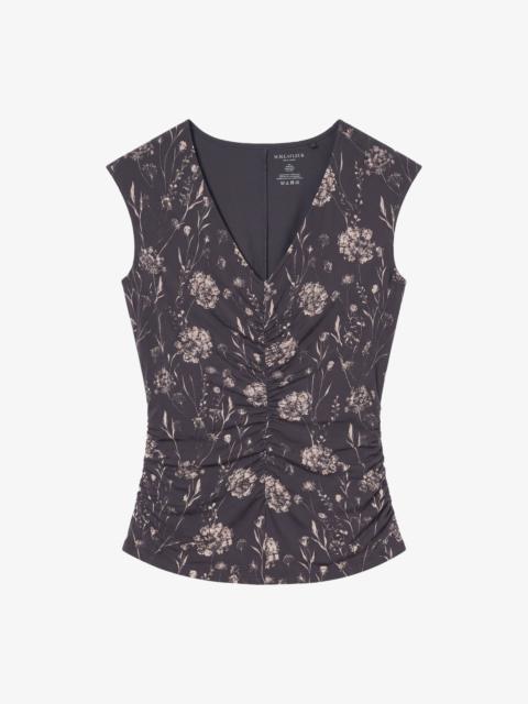 M.M.LaFleur Franka Ruched Top - Light Printed Jersey
