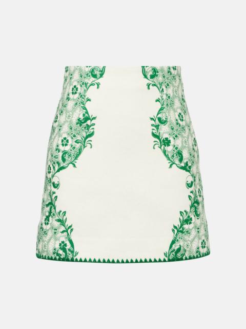 ALÉMAIS Printed linen and cotton miniskirt