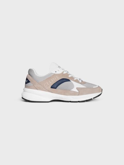 CELINE CELINE RUNNER CR-03 LOW LACE-UP SNEAKER in MESH, SUEDE CALFSKIN AND CALFSKIN