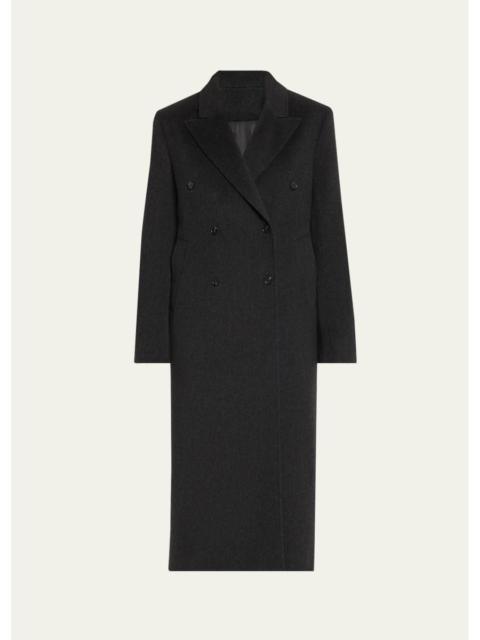 Loulou de Saison Rosco Wool-Cashmere Double-Breasted Long Coat