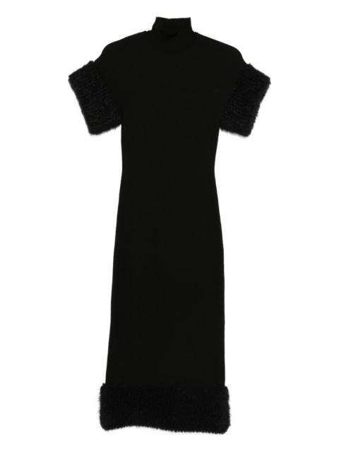 Moschino faux fur-trimmed turtleneck midi dress
