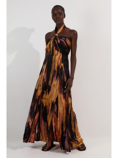 KAREN MILLEN Marble Devour Halter Neck Maxi Dress