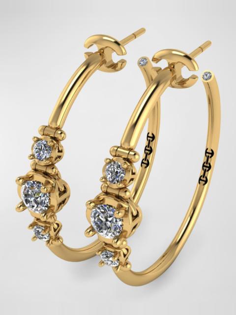 HOORSENBUHS® 18K Yellow Gold Hoop Earrings with Diamonds, 25mm
