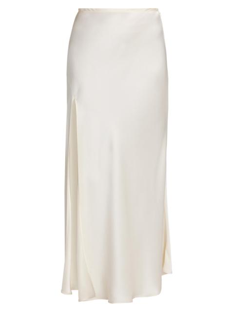 LAPOINTE Women's Satin Bias Slit Midi-Skirt - Cream
