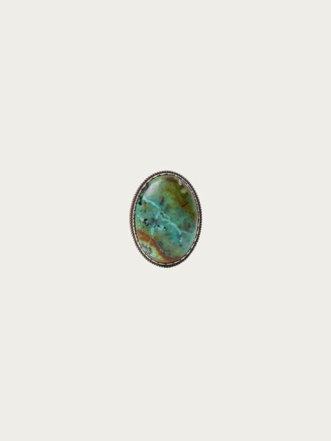RRL by Ralph Lauren Natural Stone Bandana Slider Ring - Turquoise/RRL Antique Silver