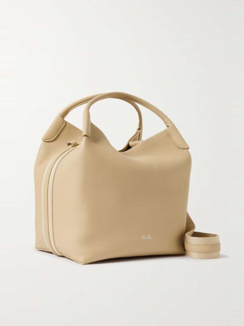 Bale canvas-trimmed textured-leather tote