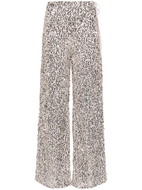ROTATE Net sequin straight-leg trousers