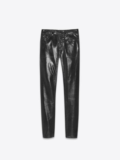SAINT LAURENT skinny jeans in shiny black vinyl denim