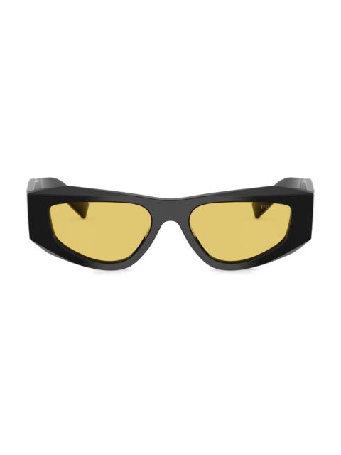 Prada Men's 52MM Rectangular Sunglasses - Black Yellow