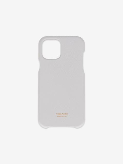 TOM FORD logo-print grained-leather iPhone case