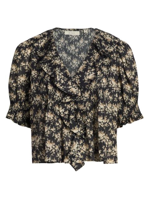DÔEN Women's Henri Floral Ruffle Top - Noir Rosier Floral
