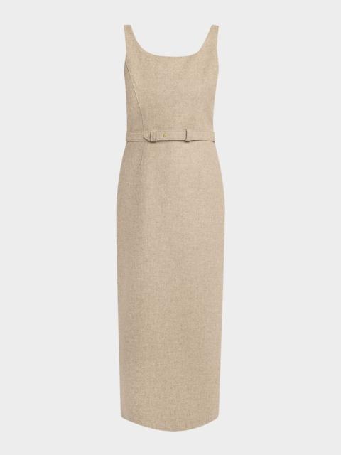 The Row Vadira Sleeveless Belted Wool Midi Dress