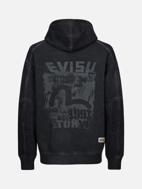 EVISU SEAGULL AND LOGO PRINT RELAX FIT HOODIE