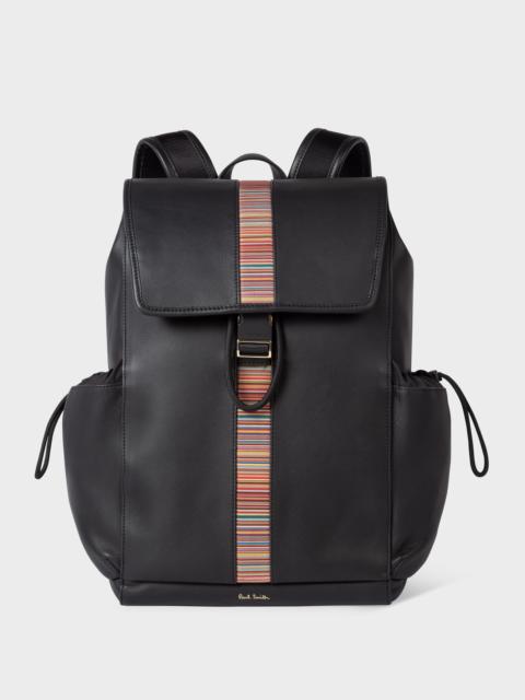 Paul Smith Leather 'Signature Stripe' Flap Backpack