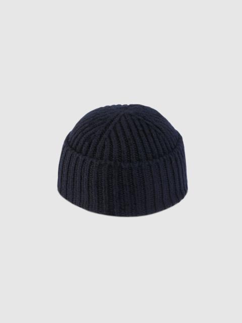Rib wool hat with label