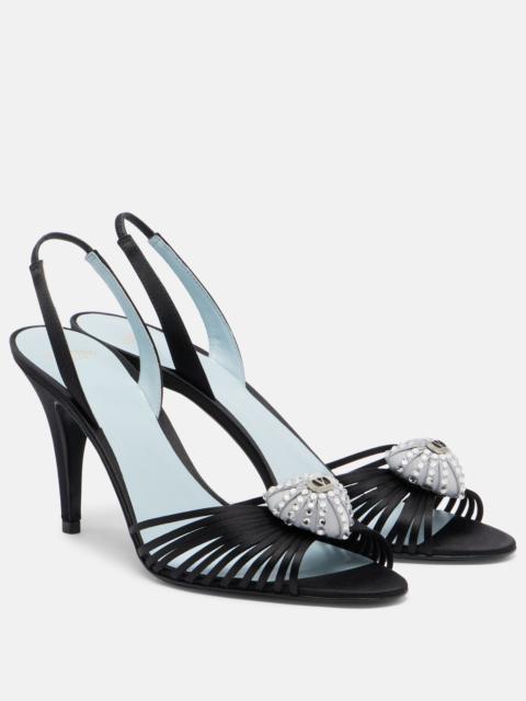 Valentino Cœur Royal satin slingback sandals