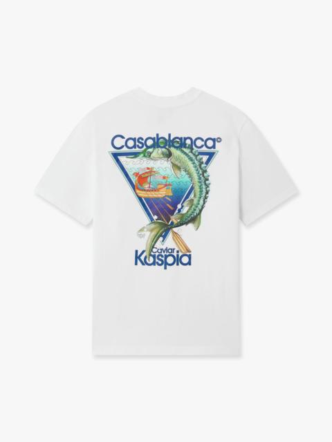 CASABLANCA White Casa Kaspia New York Club Icon Short Sleeve T‑Shirt