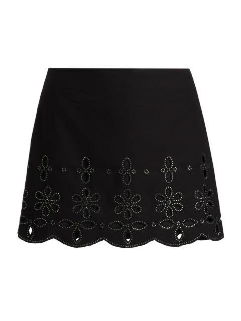 HEMANT & NANDITA Women's Hira Crystal-Embellished Floral Cotton Miniskirt - Black