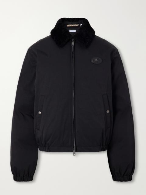 Burberry Logo-Appliqué Shearling and Leather-Trimmed Padded Shell Blouson Jacket
