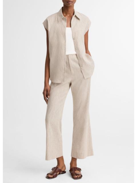 Vince Ticking Stripe Linen-Cotton Low-Rise Crop Flare Trouser