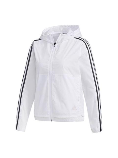 adidas (WMNS) adidas Three Stripes Printing Hooded Jacket 'White Black' FM9257