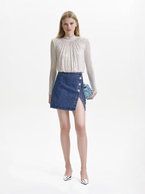 self-portrait Denim Mini Skirt
